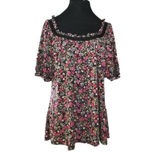 Gitano Floral Square Neck Blouse Women's XL‎
